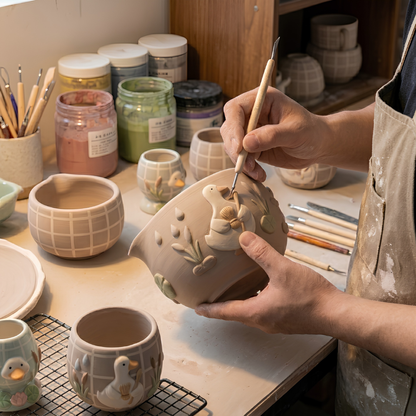 Green Frog Matcha Bowl | Handmade Ceramic Chawan | LA012