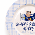 Personalized Birthday Plate for Boy, Airplane Ceramic Keepsake, Custom Name Birthday Plate | BGI023