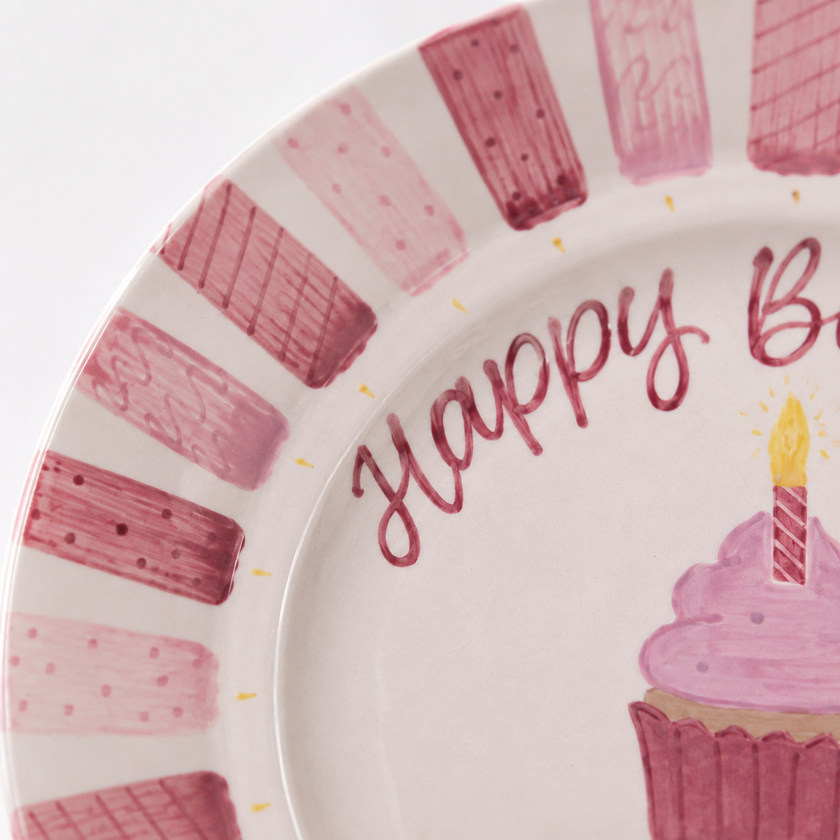 Personalized Birthday Plate for Girl, Pink Cupcake Ceramic Keepsake, Custom Name & Date Birthday Plate | BGI024