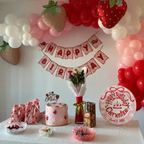 Pink Gingham Birthday Keepsake Plate, Red Bow & Strawberry Design, Hand-Painted Personalized Name Plate | B019