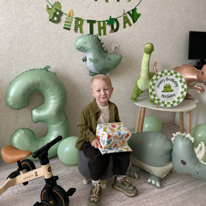Custom Name Birthday Plate – Green Checkerboard Cake Design | BGI001