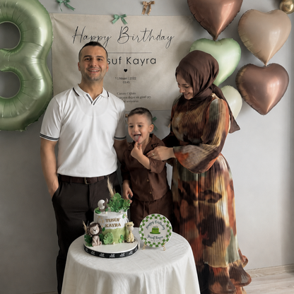 Custom Name Birthday Plate – Green Checkerboard Cake Design | BGI001