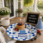 Personalized Birthday Plate – Personalized Name with Blue Balloons, Stars & Birthday Cake – Birthday Keepsake | BGI012