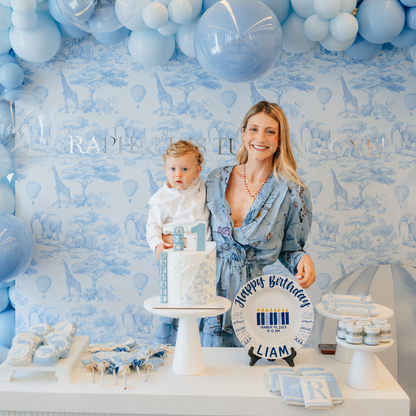 Personalized Birthday Plate – Custom Name, Birth Date & Time with Blue Candle Design – Birthday Gift | BGI007