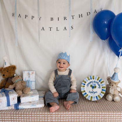 Personalized Birthday Plate – Custom Name with Blue Green Balloon Design – Birthday Gift | BGI008
