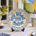 Custom Name Birthday Plate – Blue Scalloped Star & Sprinkle Cake Design | BHL013