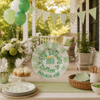 Custom Name Birthday Plate – Green Checkered Candle Design | BHL020
