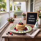 Custom Hand Painted Ceramic Birthday Plate, Green Striped Birthday Dish, Personalized Birthday Plate Date, First Birthday Gift Boyay Tradition Heirloom Keepsake | B006
