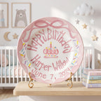 Custom Name Birthday Plate – Pink Bow & Sprinkle Cake Design | B026