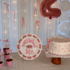 Hand-Painted Rose Garland Ceramic Birthday Plate, Pink Gingham Border, Personalized Name Keepsake, Girl Party Decor | B034