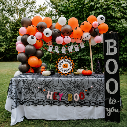 Personalized Halloween Plate, Custom Family Name Ceramic Plate, Orange Black Checkerboard Dish, Pumpkin Keepsake | H004