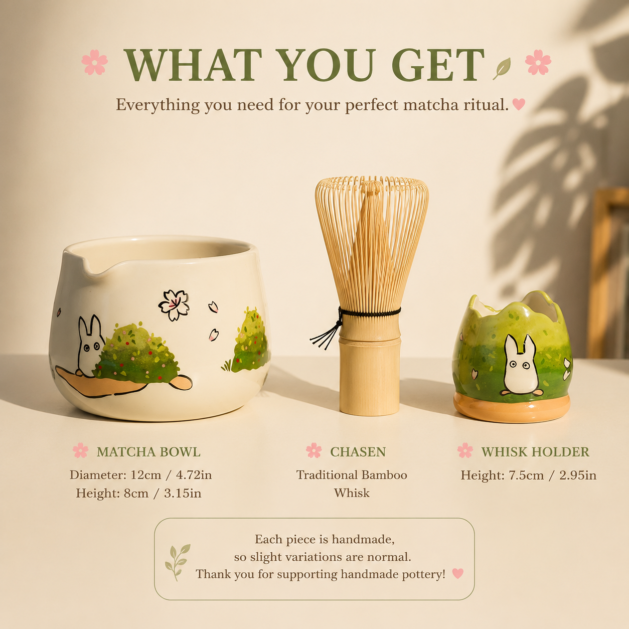 Forest Spirit Ceramic Matcha Set  | Handmade Matcha Bowl Set | LA038