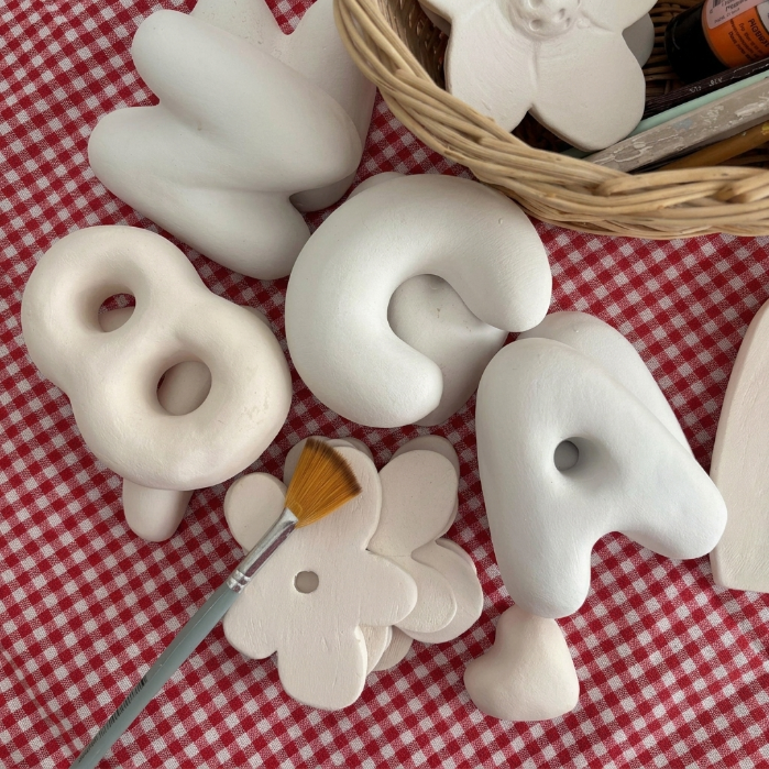 Baby Shower Ceramic Letters - Paint you own pottery & Biscuits (Unglazed / Ready to Paint) | LA016