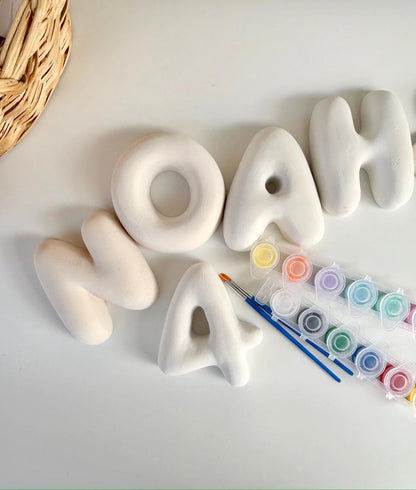 Baby Shower Ceramic Letters - Paint you own pottery & Biscuits (Unglazed / Ready to Paint) | LA016