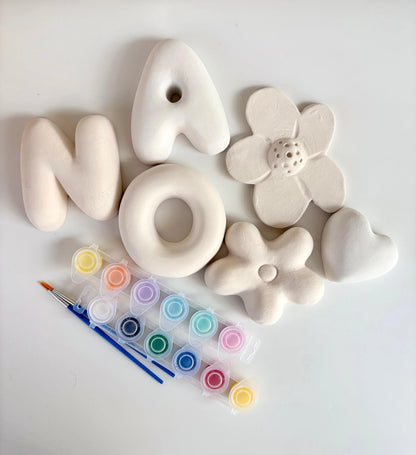 Baby Shower Ceramic Letters - Paint you own pottery & Biscuits (Unglazed / Ready to Paint) | LA016