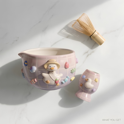 Grid Goose Silly Matcha Bowl Set, Handmade Magic Ceramic Chawan, Whimsical Tea Bowl, Fantasy Matcha Gift | Handmade Ceramic Chawan | LA030 (Copy)