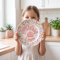 Personalized Birthday Plate – Pink Cake & Colorful Sprinkle Border Design | B055