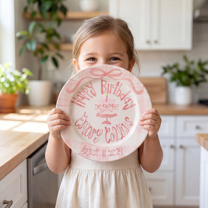 Personalized Handcrafted Ceramic Plate: Heirloom Bows & Pedestal Cake | BHL005