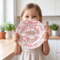 Personalized Birthday Plate – Pink Gingham Bow & Floral Cake Design | BHL006