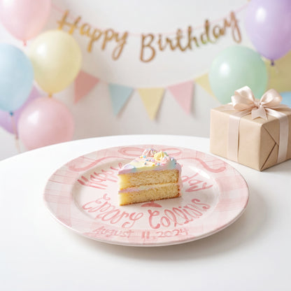 Personalized Handcrafted Ceramic Plate: Heirloom Bows & Pedestal Cake | BHL005