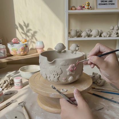 Ombre Kirby and Waddle Dee Matcha Bowl | Handmade Ceramic Chawan | LA018