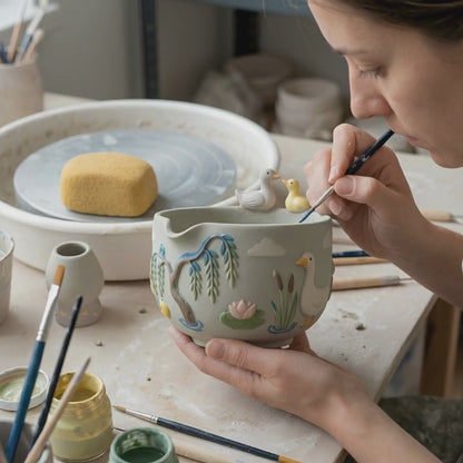 Ombré Goose Silly Matcha Bowl | Handmade Ceramic Chawan | LA020