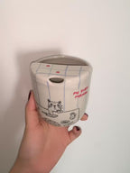 Handcrafted Ceramic Travel Mug with Built-in Lid, "Watch a Sad Movie" Cute Crying Cat Commuter Cup • HX23