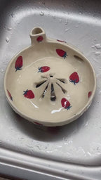 Handmade Ceramic Berry Bowl, Strawberry Fruit Colander, Berry Washing Bowl, Cottagecore Kitchen Decor, Gift for Her | LA100