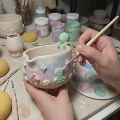 Ombré Smiski Matcha Bowl | Handmade Ceramic Chawan | LA021