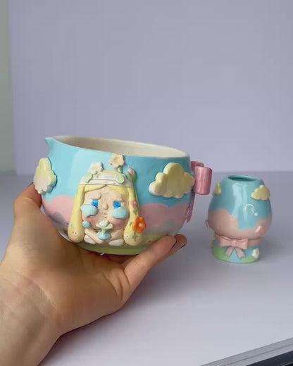 Limited Cry Baby 3D Handcrafted Ceramic Matcha Bowl and Whisk Holder Set – Whimsical Matchawan • HX03