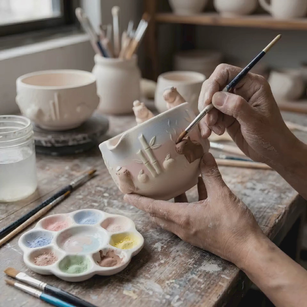 Ombre Cappybara Matcha Bowl | Handmade Ceramic Chawan | LA017