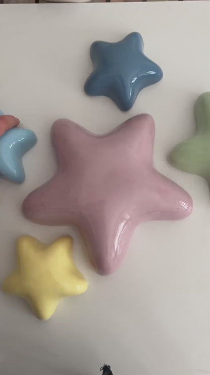 Handmade Ceramic Bubble Stars – Glossy Pastel Nursery Wall Art