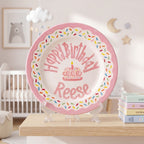 Custom Name Birthday Plate – Pink Sprinkle Cake Design | B061